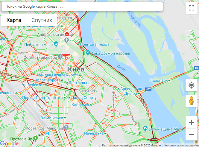 Киев сковали пробки (карта) | FaceNews.ua: новости Украины